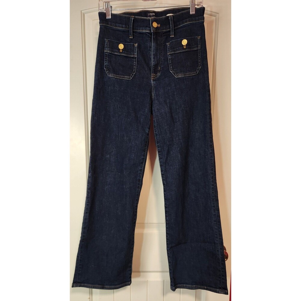 J.Crew Full Length Slim Wide Leg Jeans Premium Edition Dark Rinse Sz 26